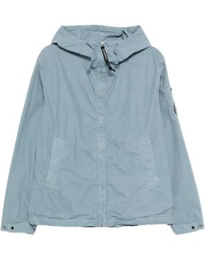 C.P. Company Zip-Fastening Lens-Detail Hoodie - Blue