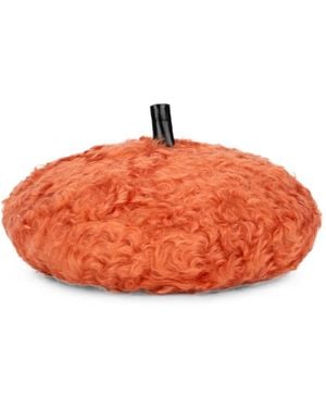 Moschino Bouclé-Texture Beret - Orange