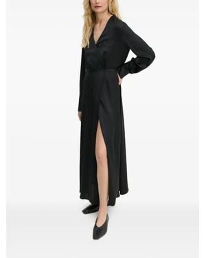 Marc O' Polo Wrap-Front Side-Split Midi Dress - Black
