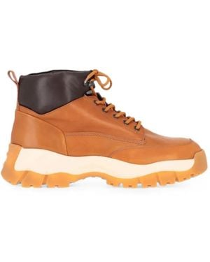Tod's Lace-Up Panelled Boots - Orange