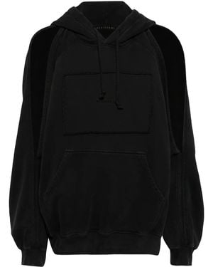 ALAINPAUL Logo-Embroidered Cotton Hoodie - Black