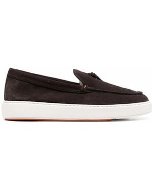Santoni スリッポン デッキシューズ - ブラウン