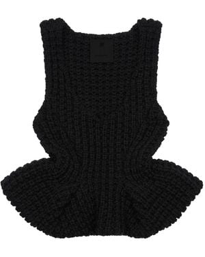 Givenchy Chunky-Knit Peplum Top - Black