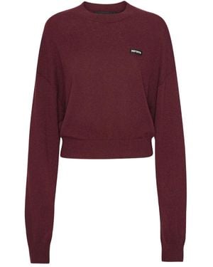 ROTATE BIRGER CHRISTENSEN Cropped Burgundy Sweater With Ribbed Hem - Rot
