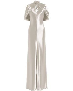 Alberta Ferretti Crossed-Collar Dress - White