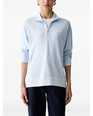 GANT Quarter-Zip Logo-Embroidered Sweater - Blue