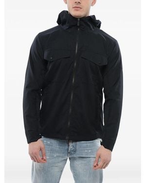 Woolrich Mesh Hooded Grid-Texture Jacket - Black
