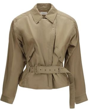 Saint Laurent Flap-Pockets Belted Jacket - Natural
