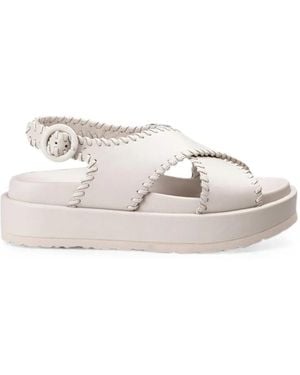 Paloma Barceló Ursula Whipstitch-Trim Platform Sandals - White