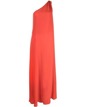Kiton One-Shoulder Silk Maxi Dress - Red