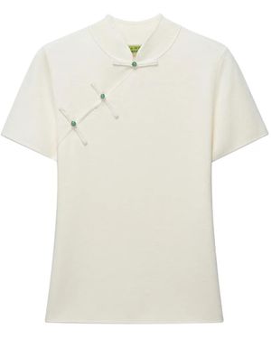 Shanghai Tang Qipao Polo Top - White