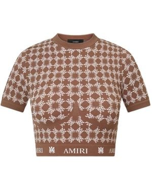 Amiri Ma Quad Seamless Short-Sleeve Top - Brown