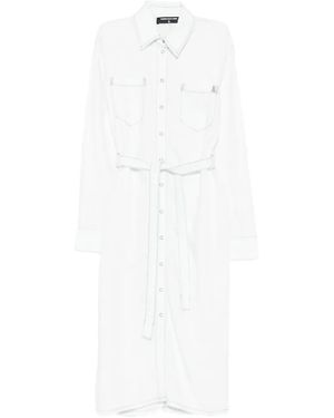 Patrizia Pepe Logo-Detail Shirt Midi Dress - White