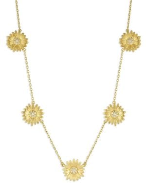 Tanya Farah 18Kt Daisy 5 Diamond Necklace - Metallic