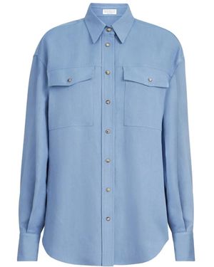 Brunello Cucinelli Viscose And Linen Fluid Twill Shirt - Blue