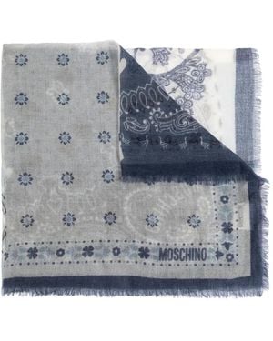 Moschino Patchwork Fringed Scarf - Blue