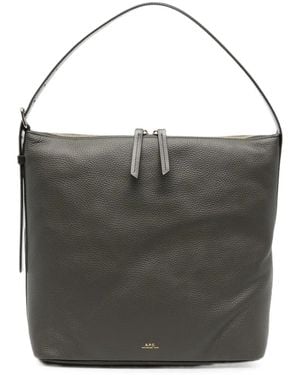 A.P.C. Schultertasche Aus Gekörntem Leder - Schwarz