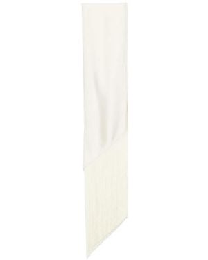 THE M.. Safia Fringe-Trim Scarf - White