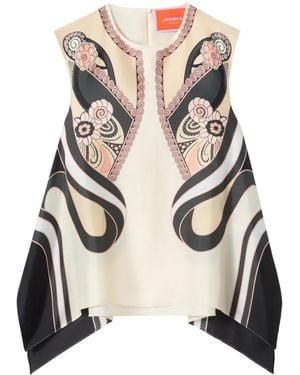 La DoubleJ San Carlo Floral Pattern Trapeze Top - White
