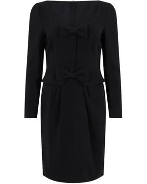 Moschino Bow-Detail Long-Sleeve Dress - Black