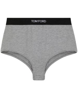 Tom Ford Logo-Waistband Briefs - Gray