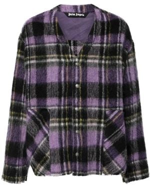 Palm Angels Cardigan À Carreaux - Noir