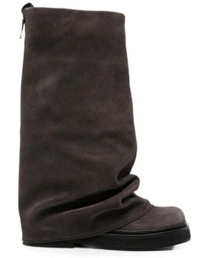 The Attico Slouchy Suede Boots - Black