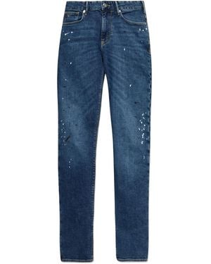 Emporio Armani Paint Splatter-Print Jeans - Blue