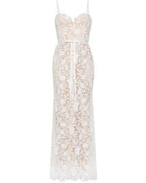 Marchesa Floral-Lace Mermaid Gown - White