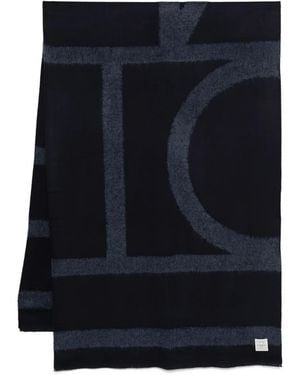 TOTEME Monogram-Print Scarf - Blue