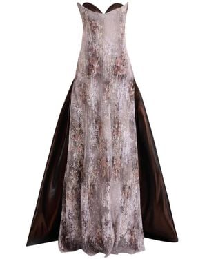 Gemy Maalouf Strapless Sculpted-Neck Dress - Brown
