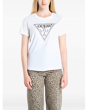 Guess Rhinestone-Logo T-Shirt - White
