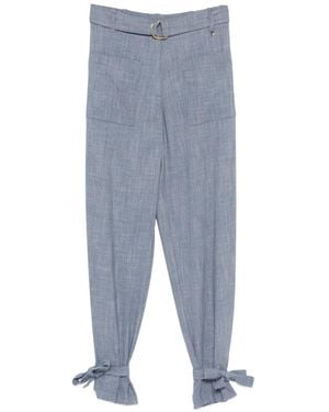 Liu Jo Belted Bow-Detail Pants - Blue