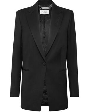 Philipp Plein Embroidered Single-Breasted Blazer - Black