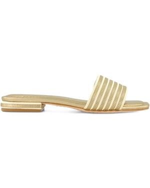 Bernardo 1946 Myko Striped Metallic Sandals - Natural