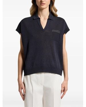 Peserico V-Neck Pocket Knitwear - Blue