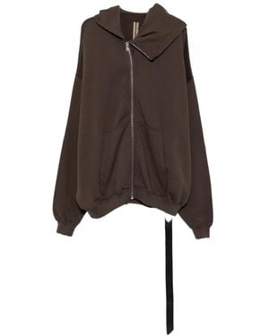 Rick Owens Mountain Asymmetric Zip-Up Hoodie - Brown