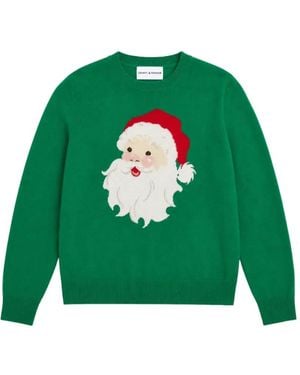 Chinti & Parker Santa Claus Intarsia-Knit Jumper - Green