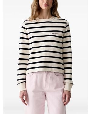 Barbour Aylesby Striped-Pattern Chest-Pocket Sweatshirt - White