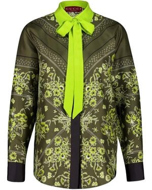 Gucci Floral-Bandana Silk Shirt - Green