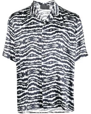Philipp Plein Tie-Dye Print Bowling Shirt - Blue