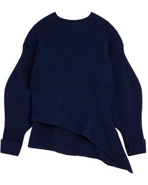 Givenchy Asymmetric Ribbed-Knit Jumper - Blue