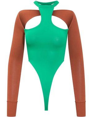 ALESSANDRO VIGILANTE Two-Tone Bodysuit - Green