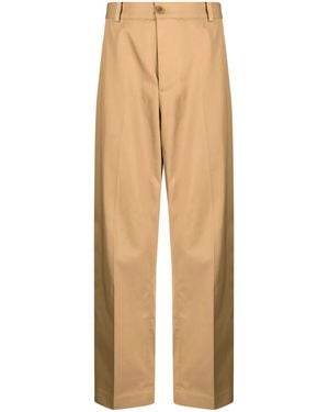 Maison Kitsuné Mid-Rise Straight-Leg Cotton Trousers - Natural