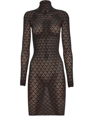 Wolford Mermaid Net High-Neck Mini Dress - Black