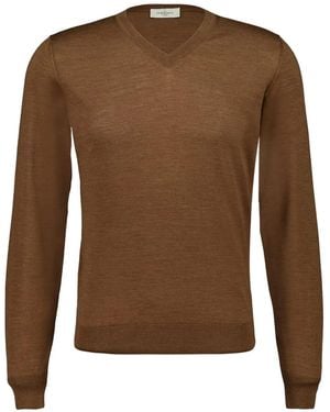 Piacenza Cashmere Long-sleeve V-neck Sweater - Brown