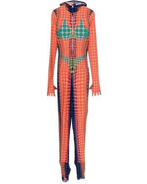 Jean Paul Gaultier Hooded Jumpsuit With Polka Dots - Red