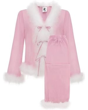 Sleeper Afrodita Faux Fur-Trim Pajama Set - Pink