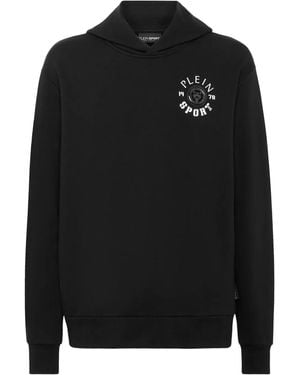Philipp Plein Logo-Print Cotton-Blend Hoodie - Black