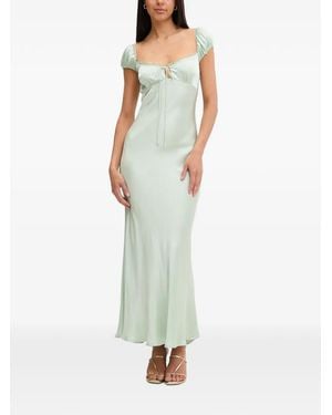 Bardot Vestido Largo Con Ribete De Encaje - Verde